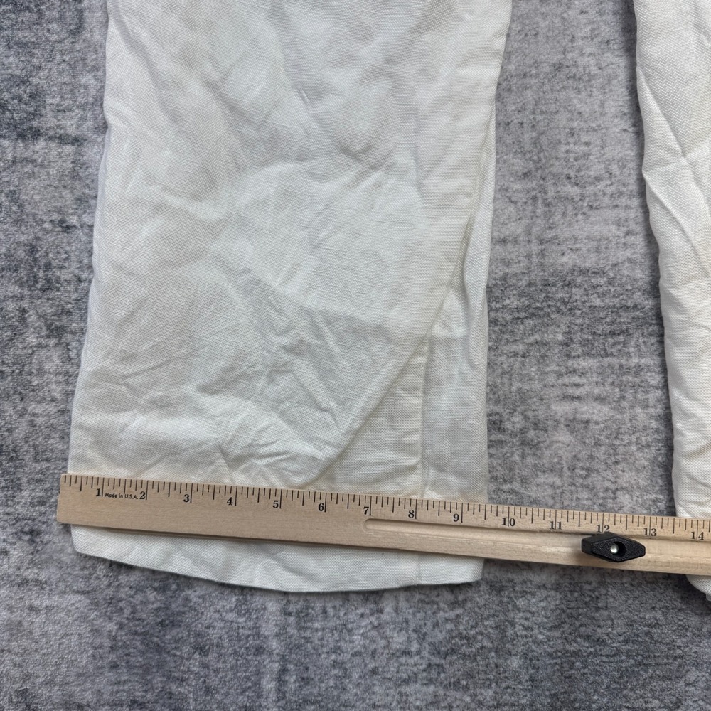 J Crew Pants Women 4 White High Rise Pleated Linen Wide Leg Crop Trouser Minimal - Picture 11 of 12